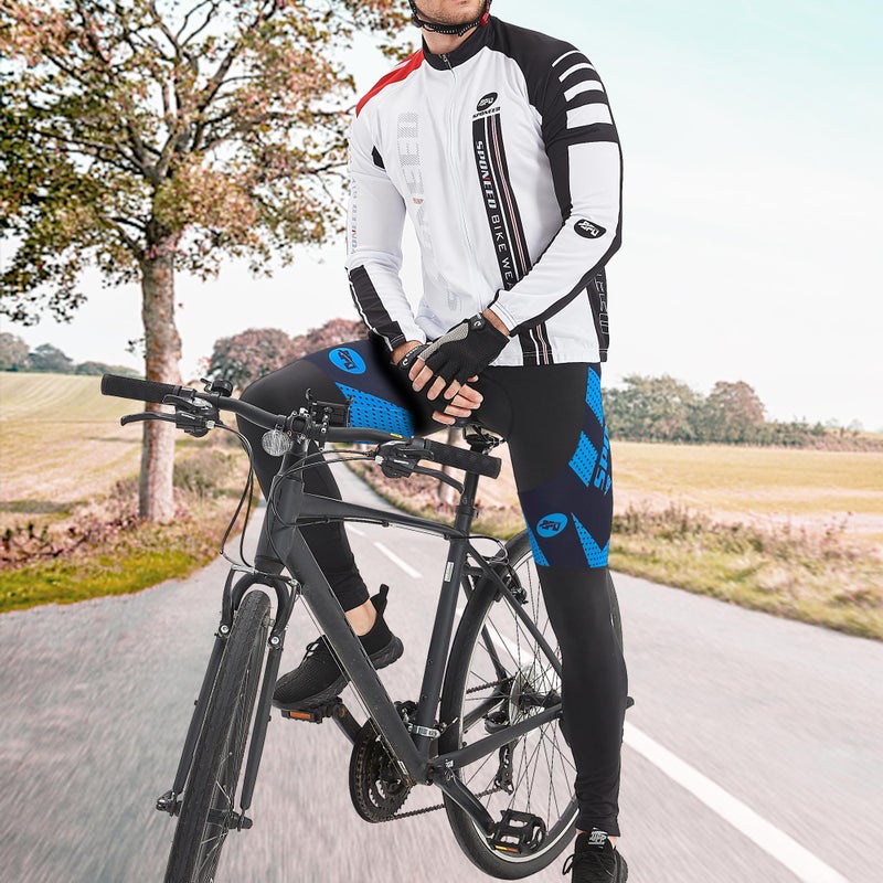 sponeed Bicycle Clothing Men Gym Bike Pants Spring Bicycling Tights Long Sleeve Riding Underpants US L Blue - Image 3